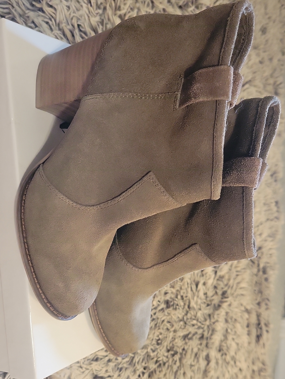 Splendid Taupe Suede Ankle Booties with Block Heel
